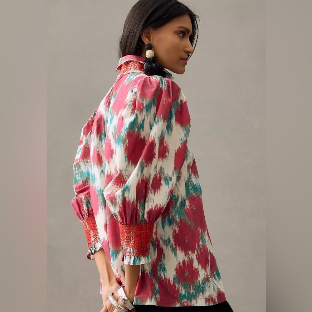 NWT Hope for Flowers by Tracy Reese Smocked Shirt by Anthropologie - Picture 2 of 6